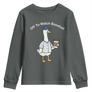 Funny Baseball Mom Goose Youth Sweatshirt Funny Sports Game Day TS10 Dark Heather Print Your Wear