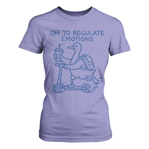 Funny Goose Psychologist T Shirt For Women Off To Regulate Emotions Mental Health Counselor TS10 Violet Print Your Wear