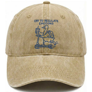 Funny Goose Psychologist Washed Cotton Baseball Cap Off To Regulate Emotions Mental Health Counselor TS10 Washed Cap Universal Fit Khaki Print Your Wear