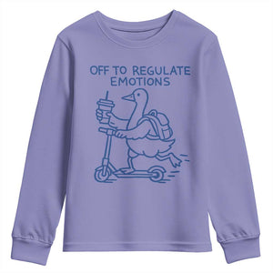 Funny Goose Psychologist Youth Sweatshirt Off To Regulate Emotions Mental Health Counselor TS10 Violet Print Your Wear
