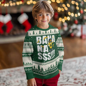 Banana Lovers Ugly Christmas Sweater Funny Bananas Vintage Style TS10 Forest Green Beige Print Your Wear