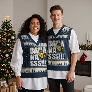Banana Lovers V-Neck Knit Sweater Vest Funny Bananas Vintage Style TS10 Navy Beige Print Your Wear