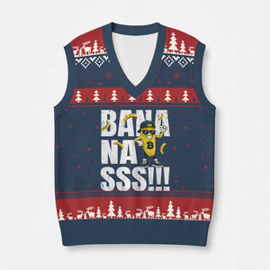 Banana Lovers V-Neck Knit Sweater Vest Funny Bananas Vintage Style TS10 Navy Red Print Your Wear