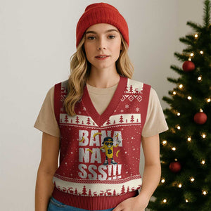 Banana Lovers V-Neck Knit Sweater Vest Funny Bananas Vintage Style TS10 Red Beige Print Your Wear