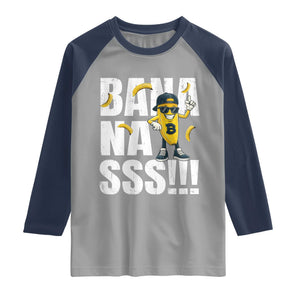 Banana Lovers Raglan Shirt Funny Bananas Vintage Style TS10 Sport Gray Navy Print Your Wear