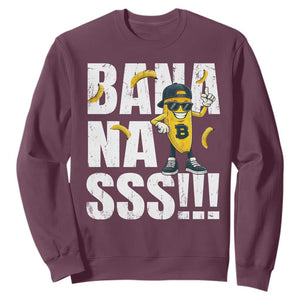 Banana Lovers Sweatshirt Funny Bananas Vintage Style TS10 Maroon Print Your Wear