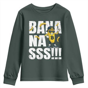 Banana Lovers Youth Sweatshirt Funny Bananas Vintage Style TS10 Dark Forest Green Print Your Wear
