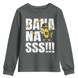 Banana Lovers Youth Sweatshirt Funny Bananas Vintage Style TS10 Dark Heather Print Your Wear