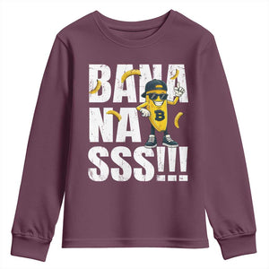 Banana Lovers Youth Sweatshirt Funny Bananas Vintage Style TS10 Maroon Print Your Wear