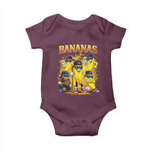 Funny Bananas Baby Onesie Lets Go Banana Cute Banana Lovers Bootleg TS10 Maroon Print Your Wear