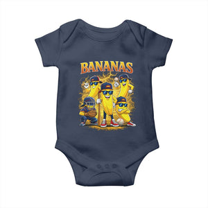 Funny Bananas Baby Onesie Lets Go Banana Cute Banana Lovers Bootleg TS10 Navy Print Your Wear