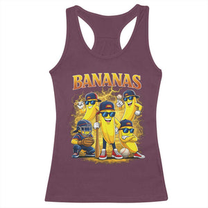 Funny Bananas Racerback Tank Top Lets Go Banana Cute Banana Lovers Bootleg TS10 Maroon Print Your Wear