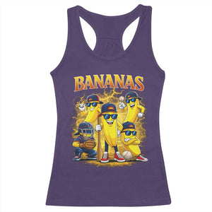 Funny Bananas Racerback Tank Top Lets Go Banana Cute Banana Lovers Bootleg TS10 Purple Print Your Wear