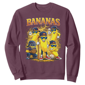 Funny Bananas Sweatshirt Lets Go Banana Cute Banana Lovers Bootleg TS10 Maroon Print Your Wear