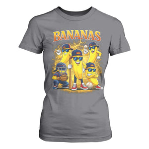 Funny Bananas T Shirt For Women Lets Go Banana Cute Banana Lovers Bootleg TS10 Charcoal Print Your Wear