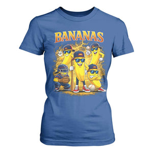 Funny Bananas T Shirt For Women Lets Go Banana Cute Banana Lovers Bootleg TS10 Royal Blue Print Your Wear