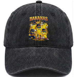 Funny Bananas Washed Cotton Baseball Cap Lets Go Banana Cute Banana Lovers Bootleg TS10 Print Your Wear