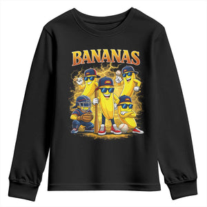 Funny Bananas Youth Sweatshirt Lets Go Banana Cute Banana Lovers Bootleg TS10 Black Print Your Wear