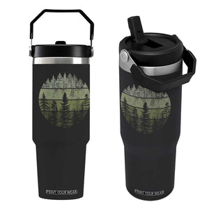 Retro Forest Trees Outdoors Nature Flip Straw Tumbler Vintage Wildlife TS10 One Size: 30 oz Black Print Your Wear
