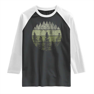 Retro Forest Trees Outdoors Nature Raglan Shirt Vintage Wildlife TS10 Black White Print Your Wear