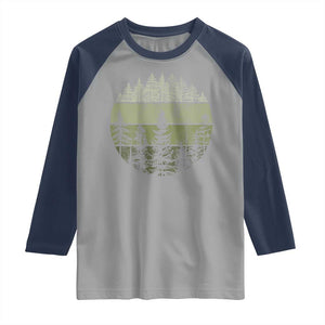 Retro Forest Trees Outdoors Nature Raglan Shirt Vintage Wildlife TS10 Sport Gray Navy Print Your Wear