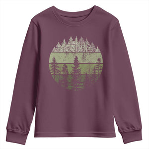 Retro Forest Trees Outdoors Nature Youth Sweatshirt Vintage Wildlife TS10 Maroon Print Your Wear