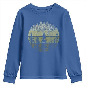 Retro Forest Trees Outdoors Nature Youth Sweatshirt Vintage Wildlife TS10 Royal Blue Print Your Wear