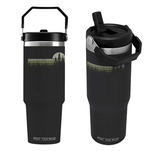 Trees Wildlife Nature Vintage Forest Flip Straw Tumbler TS10 One Size: 30 oz Black Print Your Wear