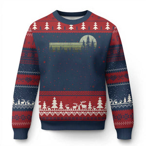 Trees Wildlife Nature Vintage Forest Ugly Christmas Sweater TS10 Navy Red Print Your Wear