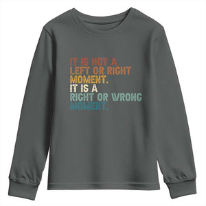 Retro Cory Booker Quotes Youth Sweatshirt This is a Right or Wrong Moment Subtle FDT TS10 Dark Heather Print Your Wear