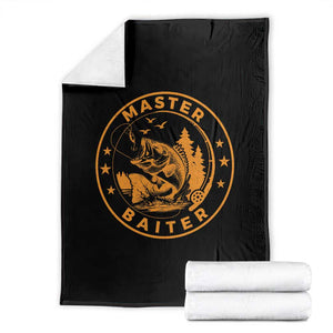 Master Baiter Throw Blanket Retro Bass Fishing Funny Fisher Fish Fisherman TS10 Black Print Your Wear