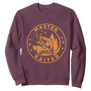 Master Baiter Sweatshirt Retro Bass Fishing Funny Fisher Fish Fisherman TS10 Maroon Print Your Wear