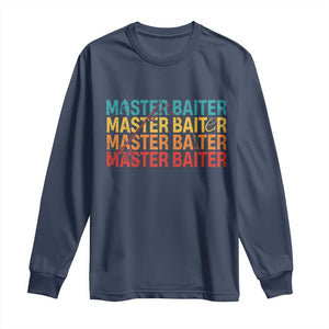 Master Baiter Long Sleeve Shirt Retro Bass Fishing Funny Fish Fisherman TS10 Navy Print Your Wear