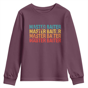 Master Baiter Youth Sweatshirt Retro Bass Fishing Funny Fish Fisherman TS10 Maroon Print Your Wear