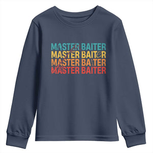 Master Baiter Youth Sweatshirt Retro Bass Fishing Funny Fish Fisherman TS10 Navy Print Your Wear