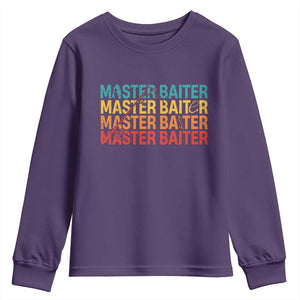 Master Baiter Youth Sweatshirt Retro Bass Fishing Funny Fish Fisherman TS10 Purple Print Your Wear