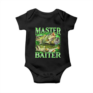Master Baiter Baby Onesie Funny Bass Fishing Fisher Bootleg Graphic TS10 Black Print Your Wear