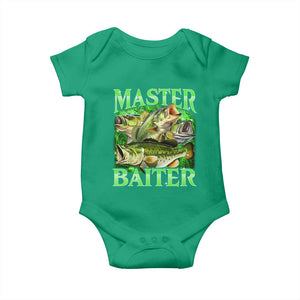 Master Baiter Baby Onesie Funny Bass Fishing Fisher Bootleg Graphic TS10 Irish Green Print Your Wear