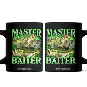 Master Baiter Coffee Mug Funny Bass Fishing Fisher Bootleg Graphic TS10 Black Print Your Wear