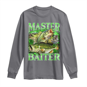 Master Baiter Long Sleeve Shirt Funny Bass Fishing Fisher Bootleg Graphic TS10 Charcoal Print Your Wear