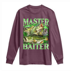 Master Baiter Long Sleeve Shirt Funny Bass Fishing Fisher Bootleg Graphic TS10 Maroon Print Your Wear