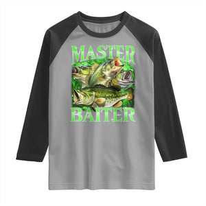 Master Baiter Raglan Shirt Funny Bass Fishing Fisher Bootleg Graphic TS10 Sport Gray Black Print Your Wear