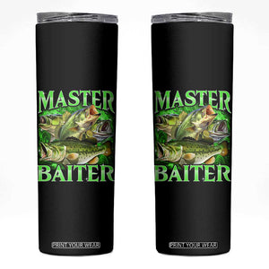 Master Baiter Skinny Tumbler Funny Bass Fishing Fisher Bootleg Graphic TS10 Black Print Your Wear
