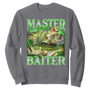 Master Baiter Sweatshirt Funny Bass Fishing Fisher Bootleg Graphic TS10 Charcoal Print Your Wear