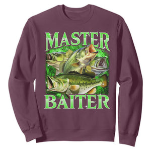 Master Baiter Sweatshirt Funny Bass Fishing Fisher Bootleg Graphic TS10 Maroon Print Your Wear