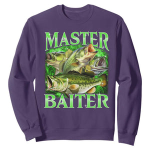 Master Baiter Sweatshirt Funny Bass Fishing Fisher Bootleg Graphic TS10 Purple Print Your Wear