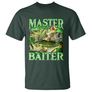 Master Baiter T Shirt Funny Bass Fishing Fisher Bootleg Graphic TS10 Dark Forest Green Print Your Wear
