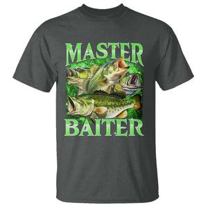 Master Baiter T Shirt Funny Bass Fishing Fisher Bootleg Graphic TS10 Dark Heather Print Your Wear