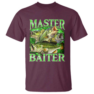 Master Baiter T Shirt Funny Bass Fishing Fisher Bootleg Graphic TS10 Maroon Print Your Wear