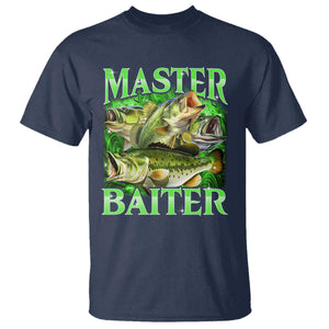 Master Baiter T Shirt Funny Bass Fishing Fisher Bootleg Graphic TS10 Navy Print Your Wear